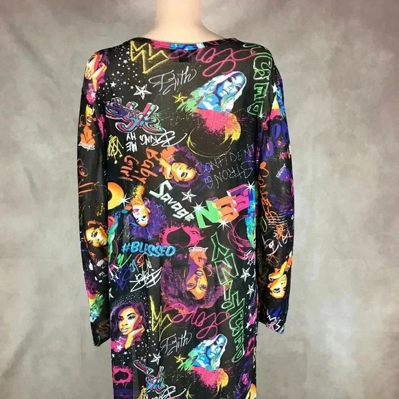 Graffiti Printed Sheer Mesh Maxi Dress - Picture 8 of 8